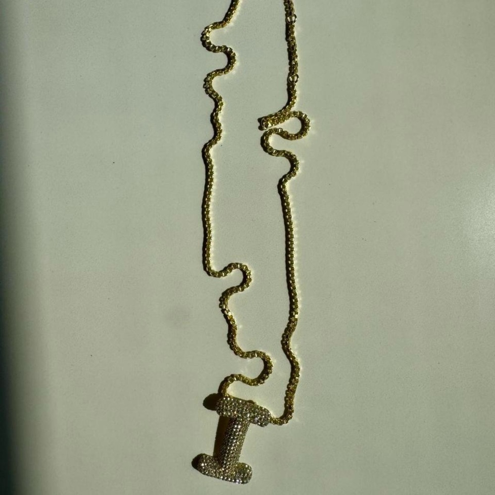 BaubleBar Gold Pave Initial Necklace - Picture 2 of 3